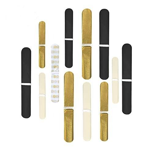 12 PCS Black Gold White Tissue Paper Pom Poms for Wedding Birthday Bridal Shower Decorations - Hibrides