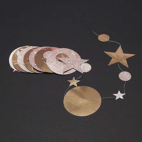 Champagne Circle Dot Garland Twinkle Star Hanging Streamer for New Year Birthday - Hibrides