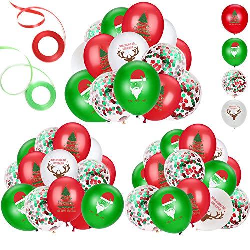 72pcs Christmas Balloons Red Green Confetti Balloons Kit for Christmas Holiday - Hibrides