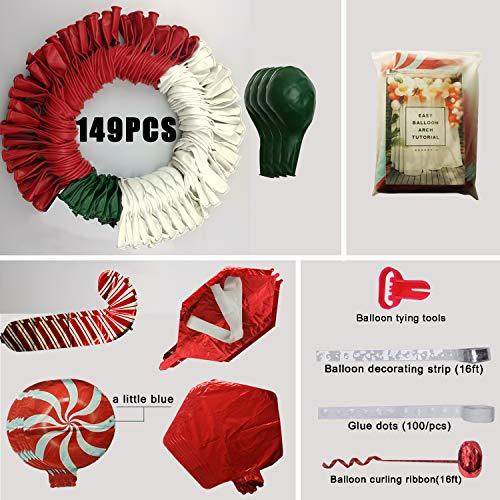 172 Pcs Red and Green Christmas Balloon Garland Arch kit for Xmas Party Decorations - Hibrides