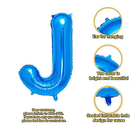 40 Inch Single Blue Alphabet Giant Letter Foil Balloons Aluminum for Wedding Birthday Party Decorations - Hibrides