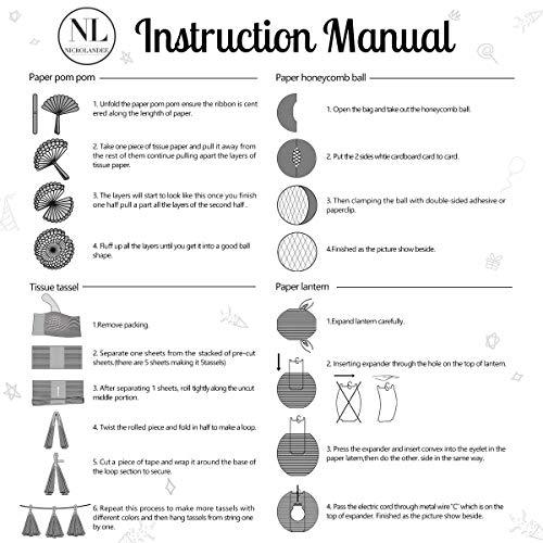 12PCS Rose Gold Tissue Pom Poms Paper Lantern for Wedding Bridal Shower Baby Shower Birthday Party Decorations - Hibrides