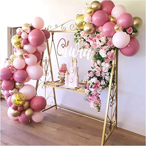 136Pcs Pink and Gold Balloon Garland for Baby Shower Birthday - Hibrides