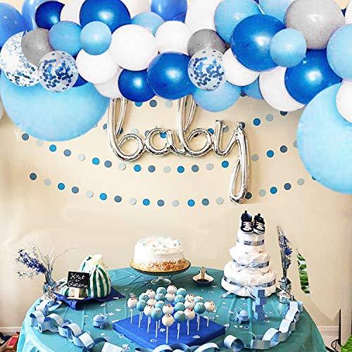 135 Pieces Blue and White Balloon Garland Arch Kit for Baby Shower Birthday Party - Hibrides