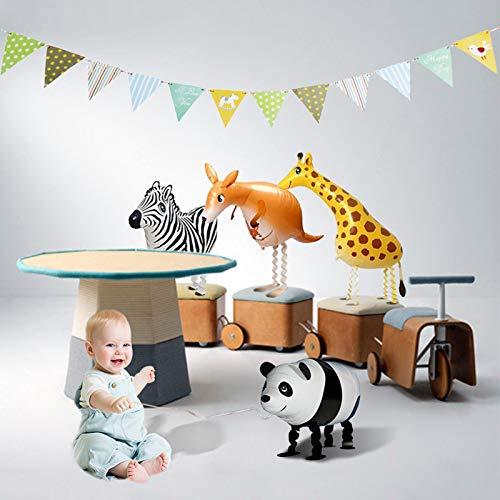 Jungle Safari Party Decorations-Walking Animal Balloons & Multicolor Triangle Flag Banner - Hibrides
