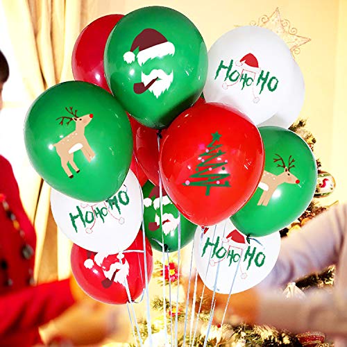 50 Pieces Red and Green Christmas Latex Balloons for Christmas Party Decorations - Hibrides