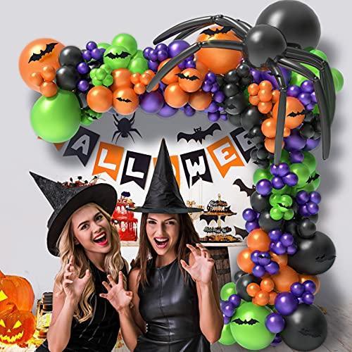 186Pcs Halloween Balloon Garland Arch kit with Spider Balloons for Halloween Theme Party Decorations - Hibrides