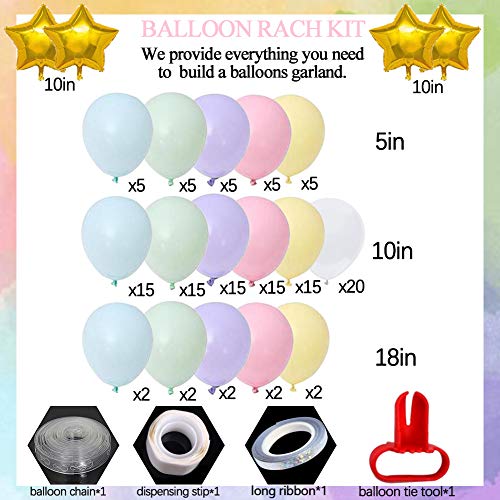 139pcs Unicorn Rainbow Macaroon Balloons Garland for Baby Shower Birthday - Hibrides