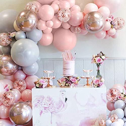 167 Pcs Pink and Gray Balloon Garland Arch Kit for Bridal Shower and Birthday - Hibrides