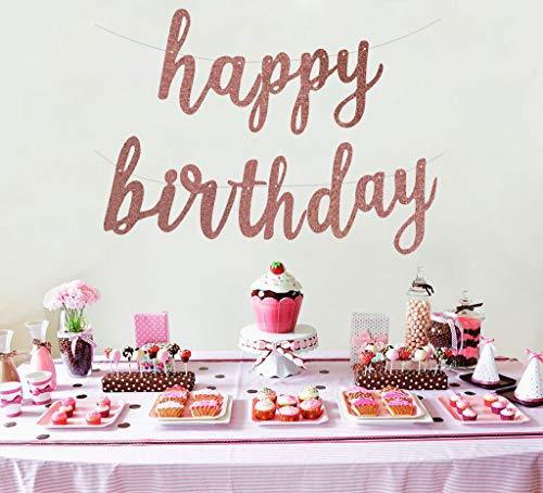 Rose Gold Happy Birthday Alphabet Banner for Birthday Party Decorations - Hibrides