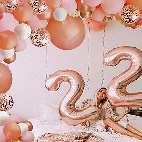 152pcs Rose Gold Balloon Arch with Confetti Latex Balloons for Baby Shower Wedding - Hibrides