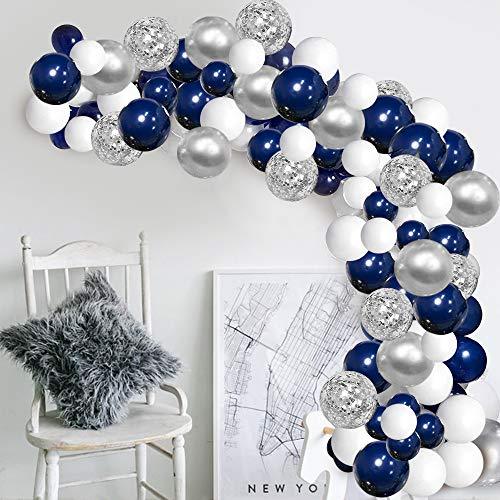 120 pcs Silver Blue Balloons Garland Kit for Bridal Shower Wedding Decorations - Hibrides