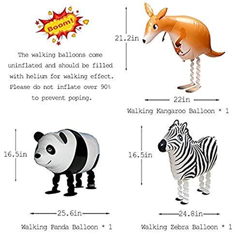Jungle Safari Party Decorations-Walking Animal Balloons & Multicolor Triangle Flag Banner - Hibrides