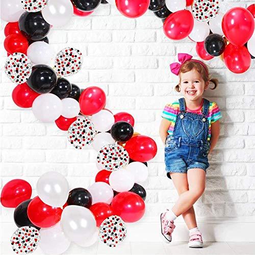 DIY Red Black White Balloon Garland Arch Kit - Red White Black Party Balloons 16ft Arch Strip for Circus BBQ Casino Poker Quinceanera Graduation Baby Shower Birthday Party Decorations - Hibrides