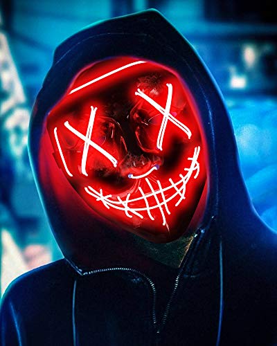Scary Halloween Mask, LED Light up Mask Cosplay for Halloween Party Decorations - Hibrides