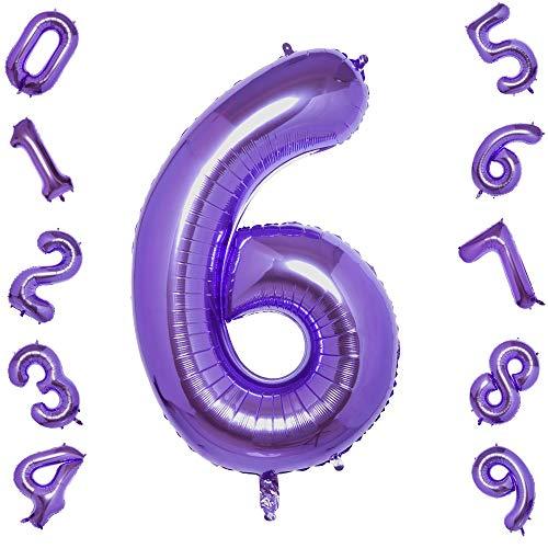 40 Inch Purple Jumbo Digital Number Balloons Foil Mylar Balloons for Birthday Party and Anniversary - Hibrides