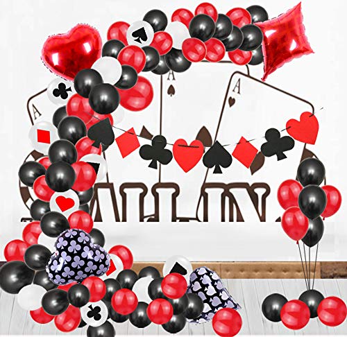 95pcs Casino Party Decorations Game Night Balloons Garland - Hibrides