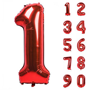 40 Inch Red Large Numbers Jumbo Balloons for Birthday Party Decorations - Hibrides