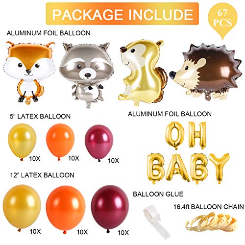 67pcs Woodland Baby Shower Balloon Garland with Animal Balloons - Hibrides