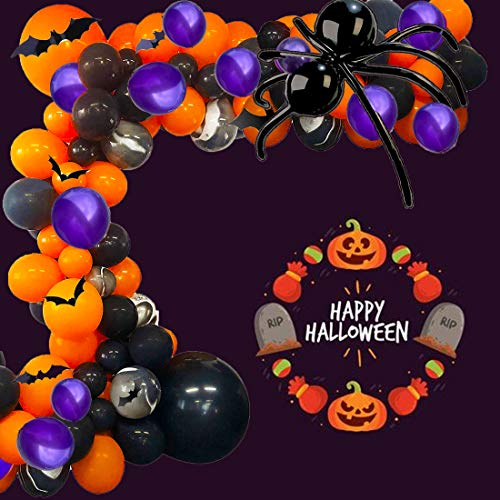 159pcs Halloween Balloon Arch Garland kit with 3D Bat Sticker for Halloween Theme Party - Hibrides