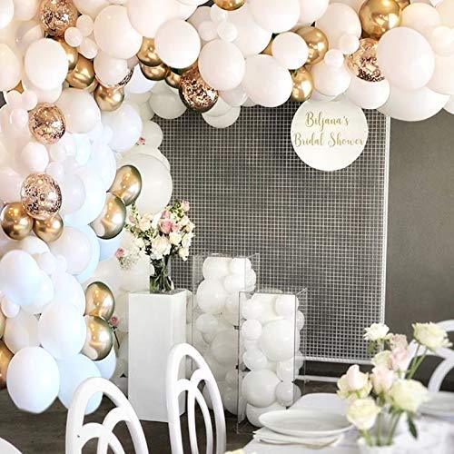 124 Pcs White and Gold Balloon Garland for Baby Shower Wedding Birthday Decorations - Hibrides