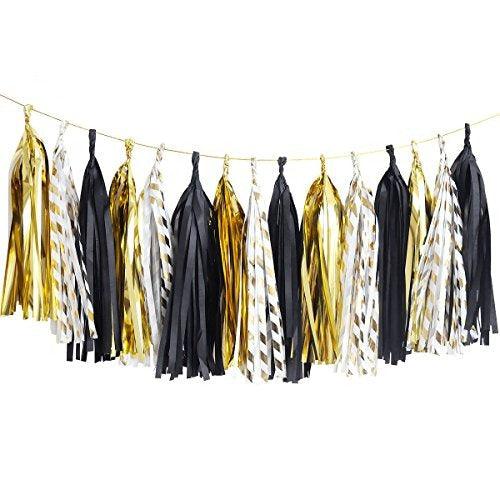 Black and Gold Party Decorations Black Gold Tissue Paper Pom Poms for Graduation Birthday Party Decorations - Hibrides