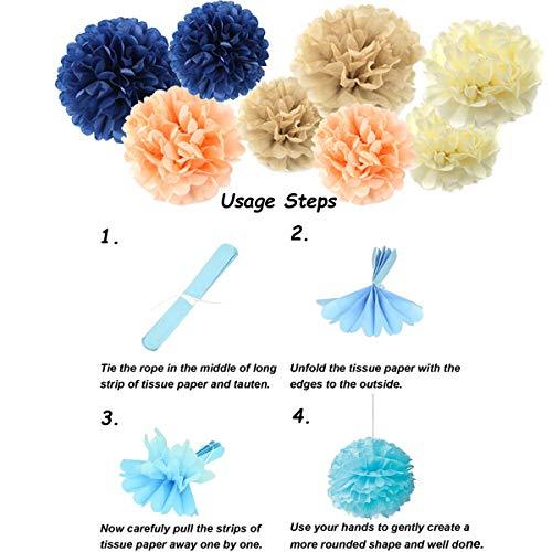 32 Pack Navy Blue Rose Gold Party Decoration Kit, Tassel and Garland for Bridal Shower, Gender Reveal Decorations - Hibrides