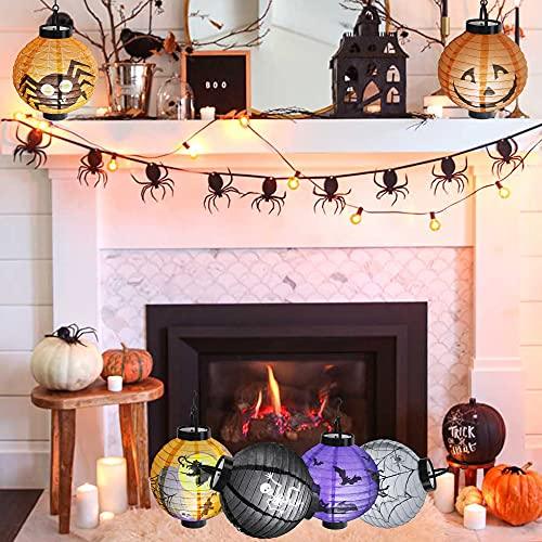 6 Pcs Halloween Paper Lanterns with LED Light for Halloween Decorations - Hibrides