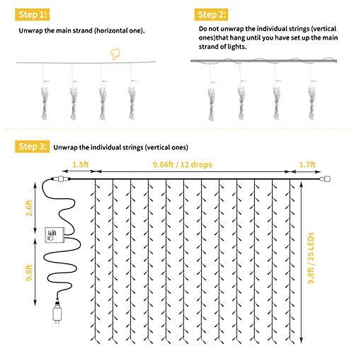 9.8 Feet Hanging Window Curtain Lights for Wedding Decorations and Party - Hibrides