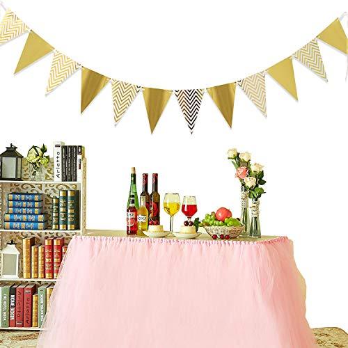 Sparkly Paper Banner Triangle Flags Bunting for Baby Shower, Birthday Party Decorations - Hibrides
