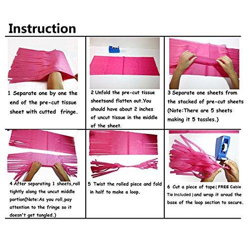 Tissue Paper Tassels Banner for Wedding Baby Shower and Bridal Shower Decorations - Hibrides