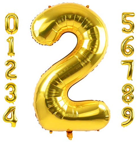 40 Inch Large Gold Number Balloon for Birthday Anniversary Party Celebration Decorations - Hibrides