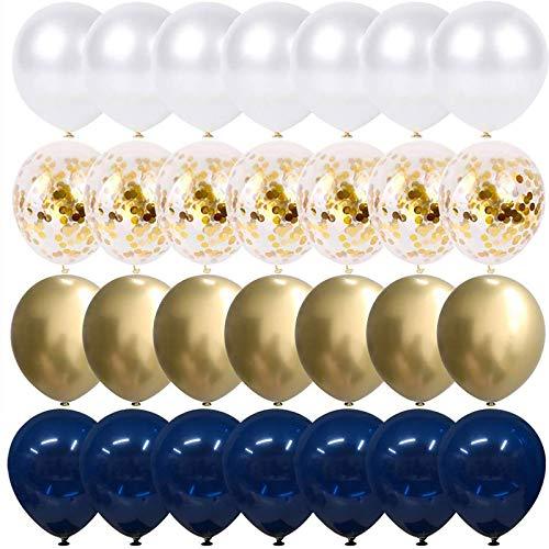 50 pcs Navy Blue and Gold Confetti Balloons Birthday Balloons for Graduation Birthday - Hibrides