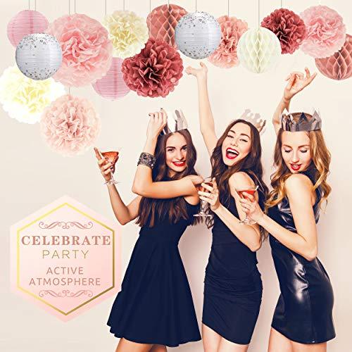 22pcs Hanging Tissue Paper Pom Poms for Birthday Party and Wedding - Hibrides