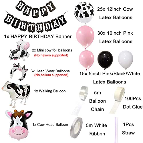 85pcs Funny Cow Party Balloon Arch Decorations with Happy Birthday Banner - Hibrides