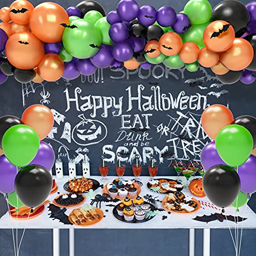 186Pcs Halloween Balloon Garland Arch kit with Spider Balloons for Halloween Theme Party Decorations - Hibrides
