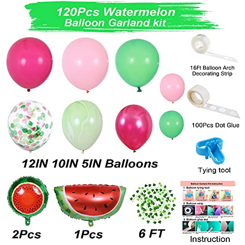 125 Pieces Watermelon Party Balloon Garland Kit for Birthday Decorations - Hibrides