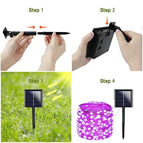2 Pack Purple Halloween Lights LED Solar String Lights Outdoor Halloween Decorations - Hibrides
