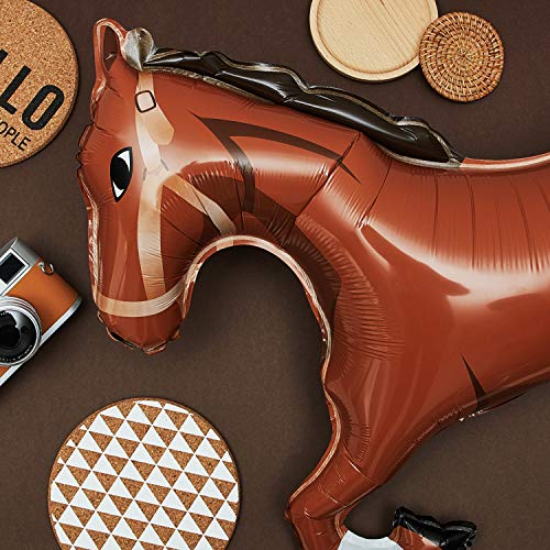 8 Pieces Mini Foil Horse Balloon Brown Horse Balloon Animal Themed Party Decorations - Hibrides