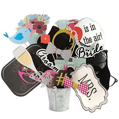 31 Printed Pieces Wedding Photo Booth Props for Wedding Decorations - Hibrides