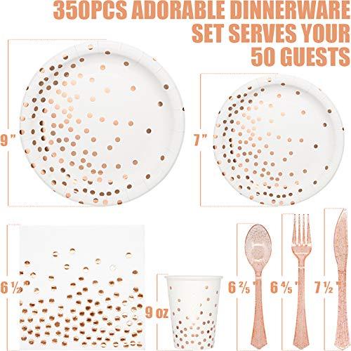 350 PCS Disposable Dinnerware Set for Birthday Bridal Shower Bachelor Wedding Party - Hibrides