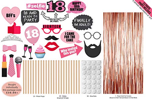 Rose Gold 18th Birthday Photo Props |18 Photo Booth Rose Gold | Backdrop Props Photos - Hibrides