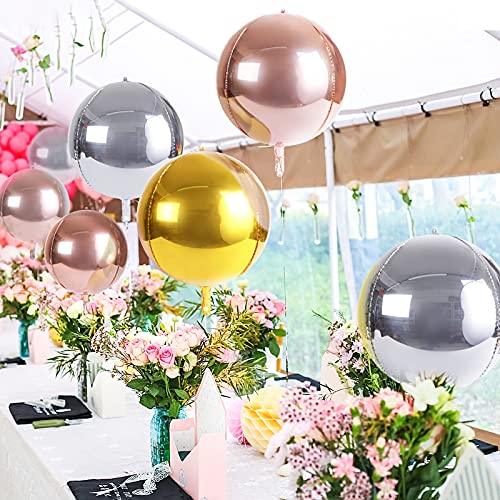 Rainbow 4D Balloons 6Pcs 18 inch Mylar Foil Balloons Round for Birthday Bridal Shower - Hibrides