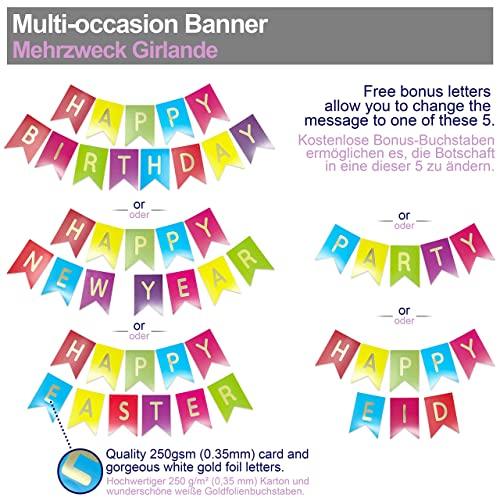 Premium Reusable Birthday Banner Decorations Happy Birthday Decorations for Women - Hibrides