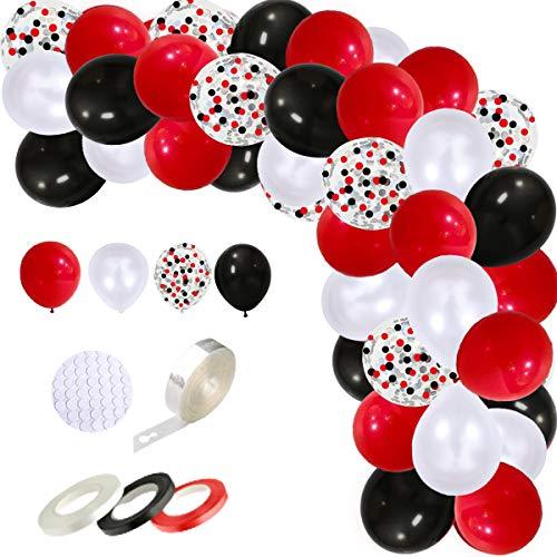 DIY Red Black White Balloon Garland Arch Kit - Red White Black Party Balloons 16ft Arch Strip for Circus BBQ Casino Poker Quinceanera Graduation Baby Shower Birthday Party Decorations - Hibrides