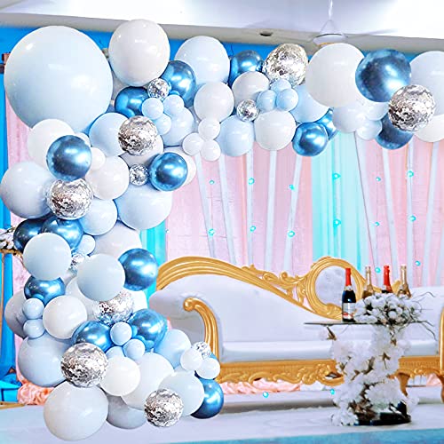 126 pcs Blue and White Balloon Garland Arch Kit for Baby Shower Birthday Wedding - Hibrides