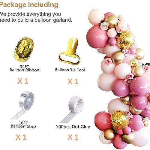 136Pcs Pink and Gold Balloon Garland for Baby Shower Birthday - Hibrides