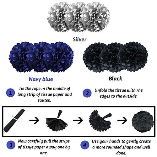 Birthday Decorations for Men Happy Birthday Banner Pompoms Balloon for Birthday Party - Hibrides