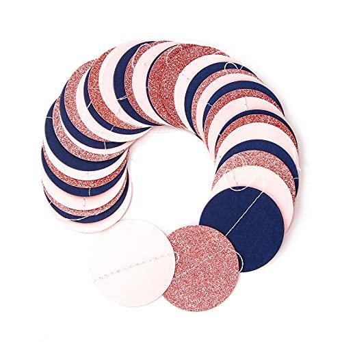 Navy Blue Pink Rose Gold Paper Garland for Gender Reveal Wedding Birthday Party - Hibrides