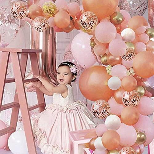 152pcs Rose Gold Balloon Arch with Confetti Latex Balloons for Baby Shower Wedding - Hibrides